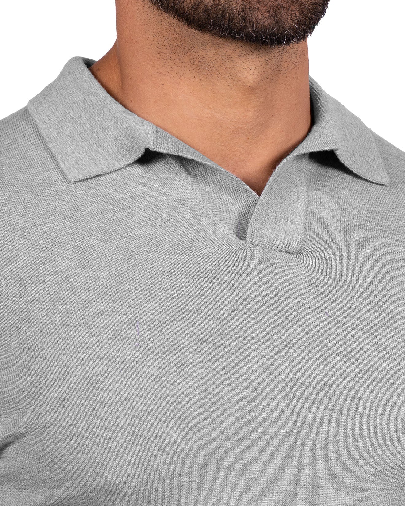 Buttonless Sweater Polo - Light Grey