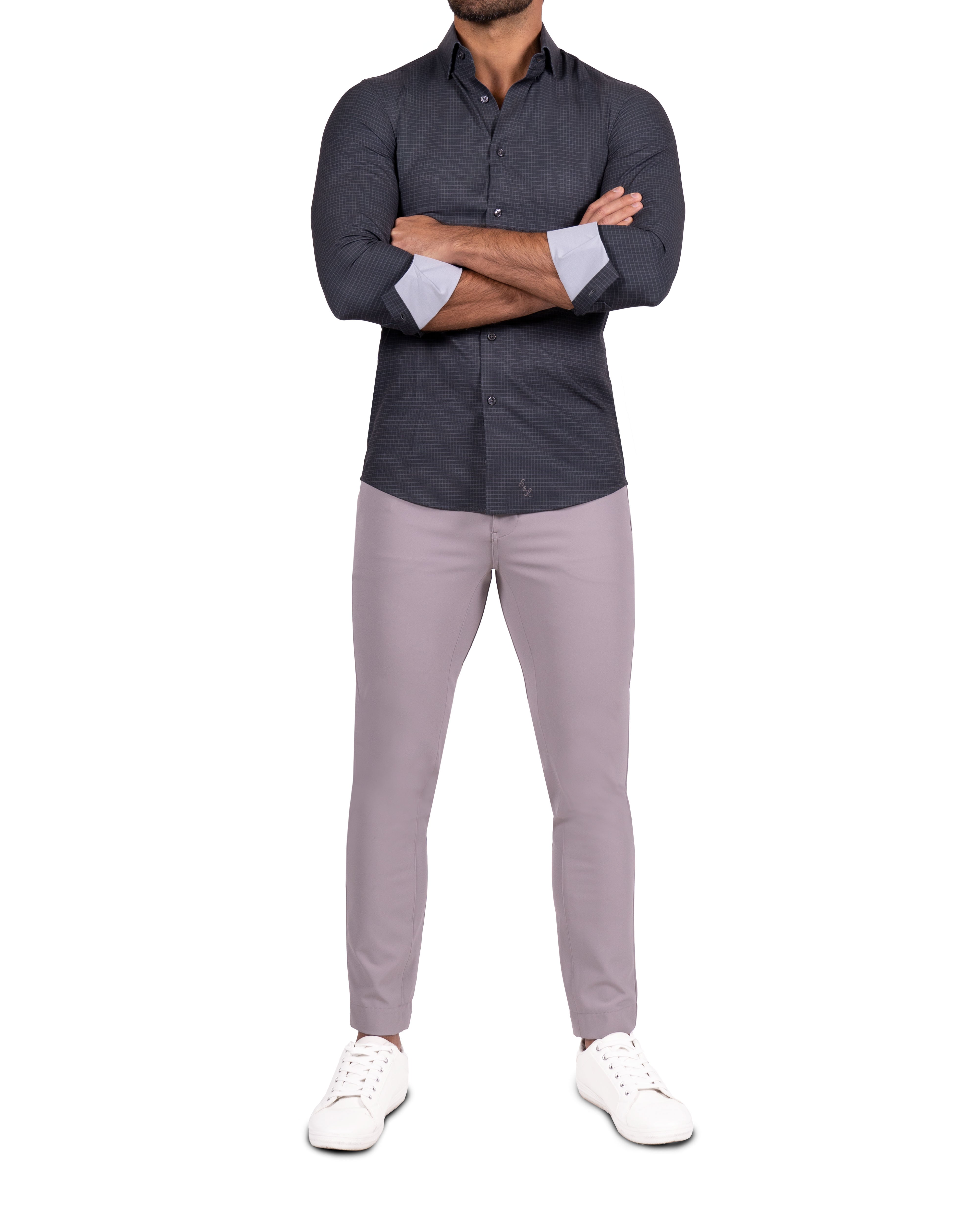 "The Avenue" Charcoal Grey & Light Grey Windowpane