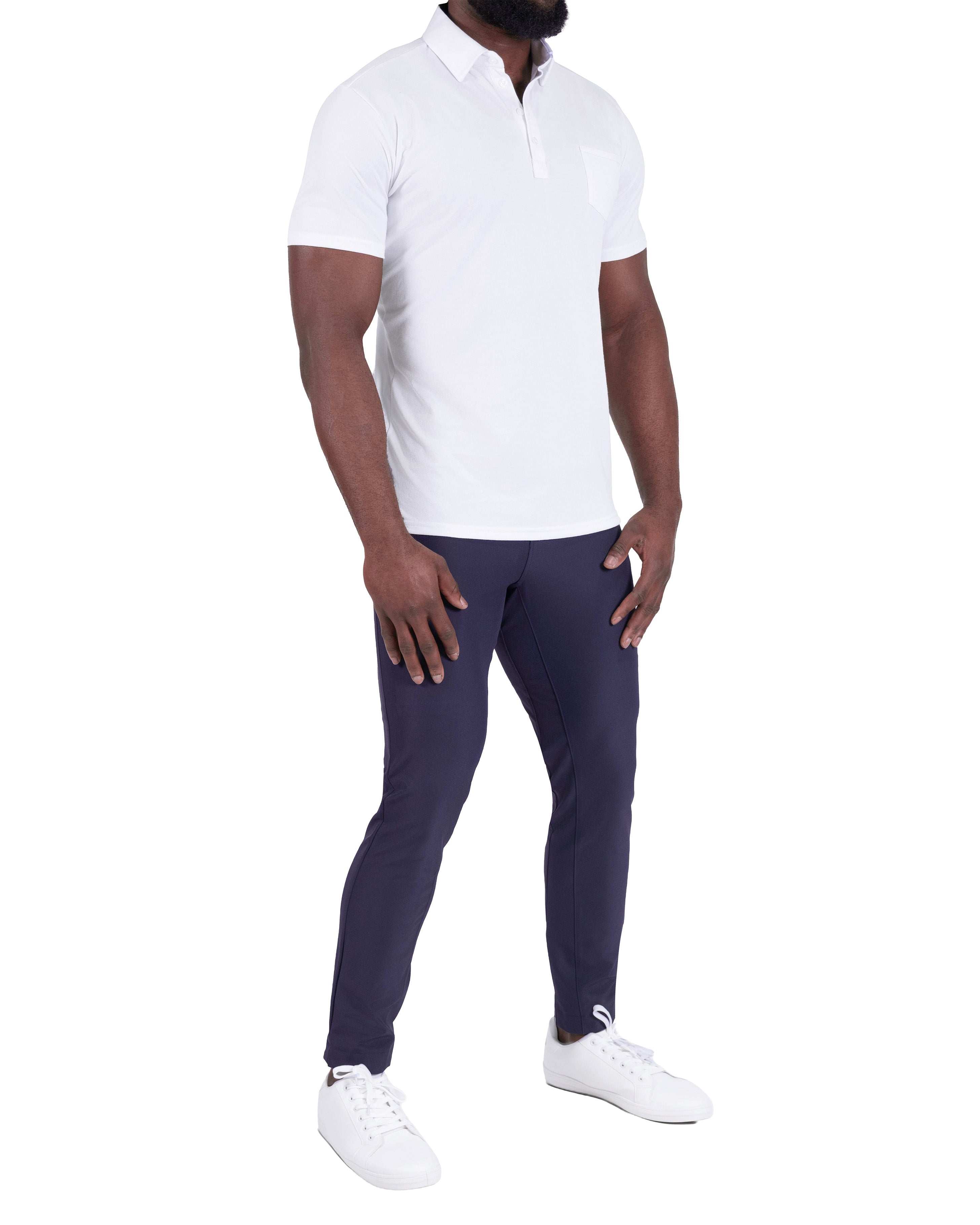 "The Noah" White Pique Polo