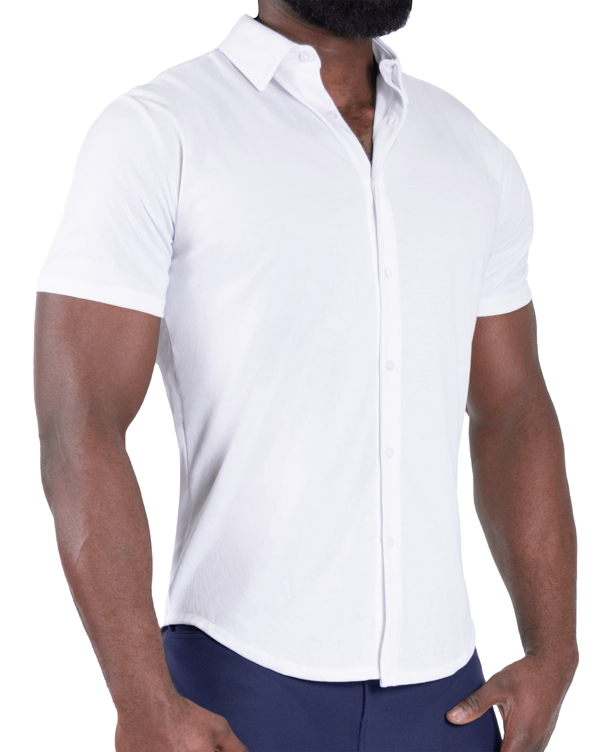 "The Kendric" White Pique Short Sleeve Button Down
