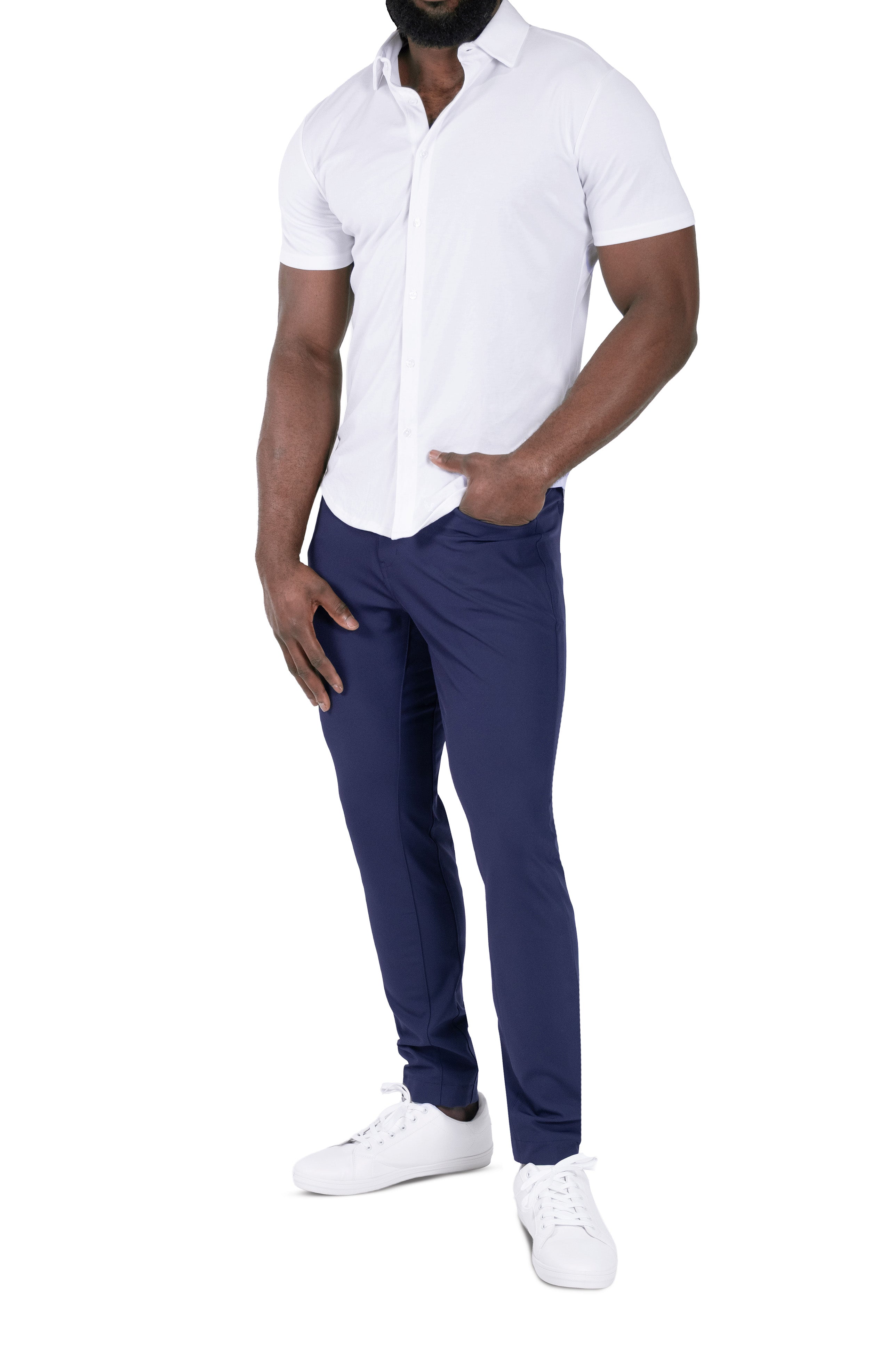 "The Kendric" White Pique Short Sleeve Button Down