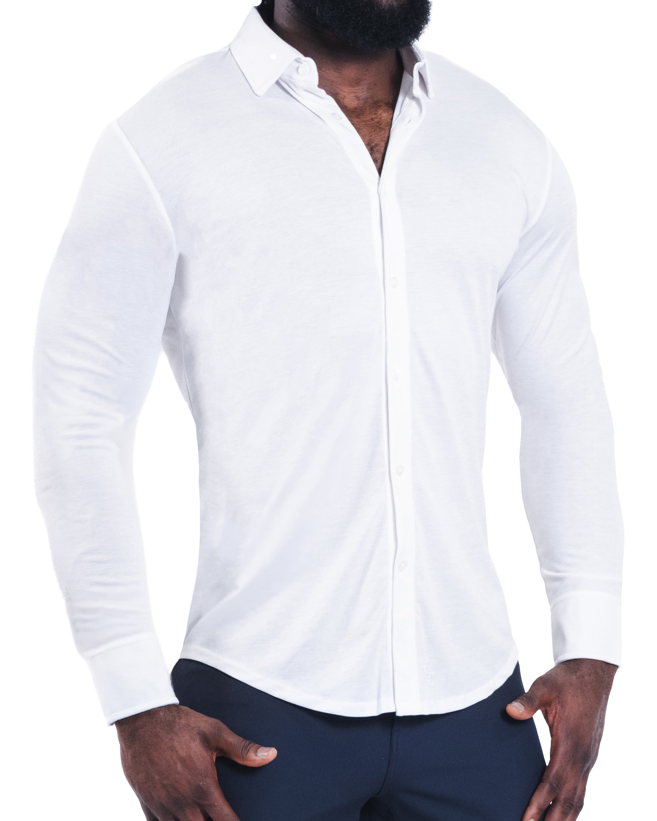 "The Mark" White Pique Button Down