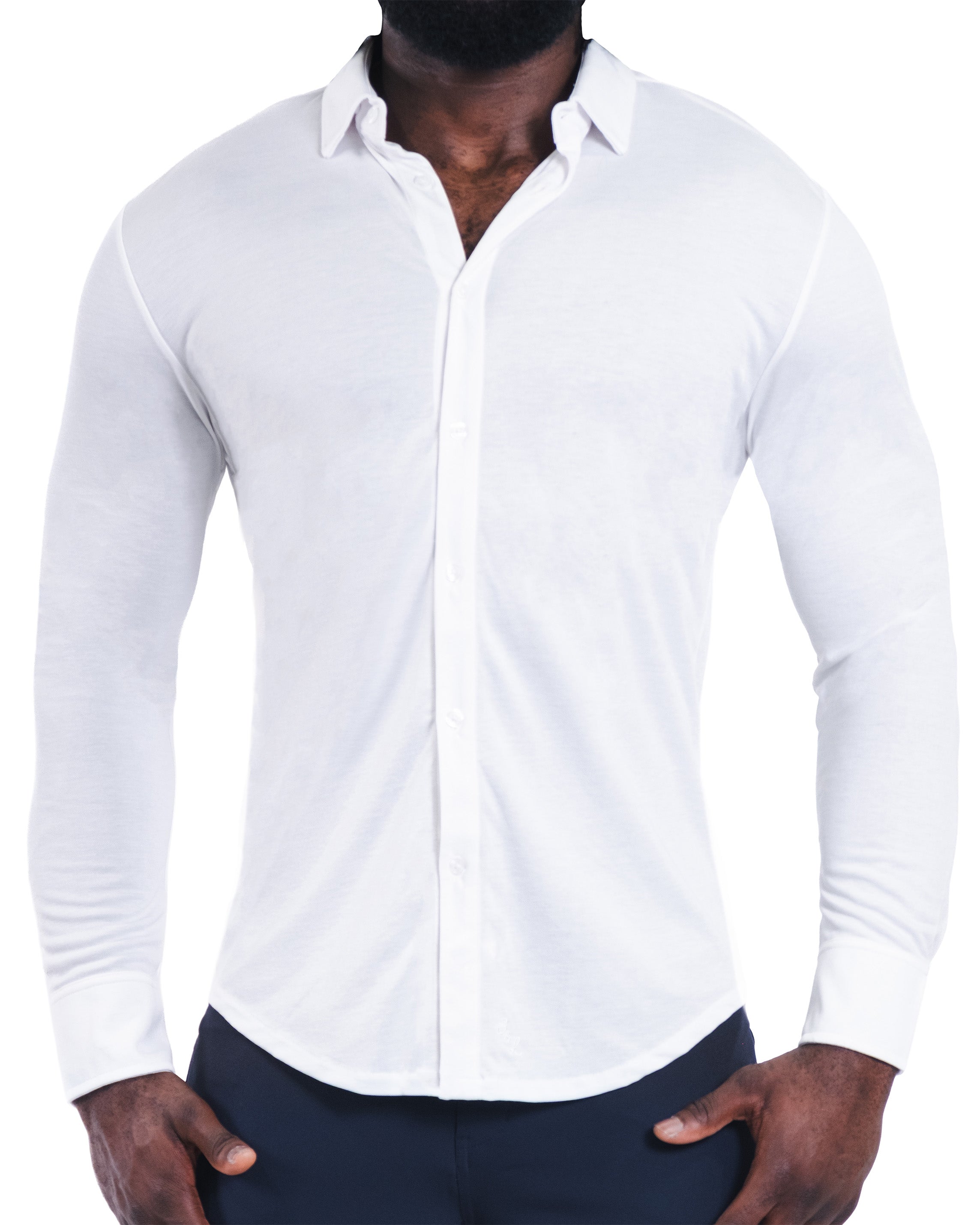 "The Mark" White Pique Button Down