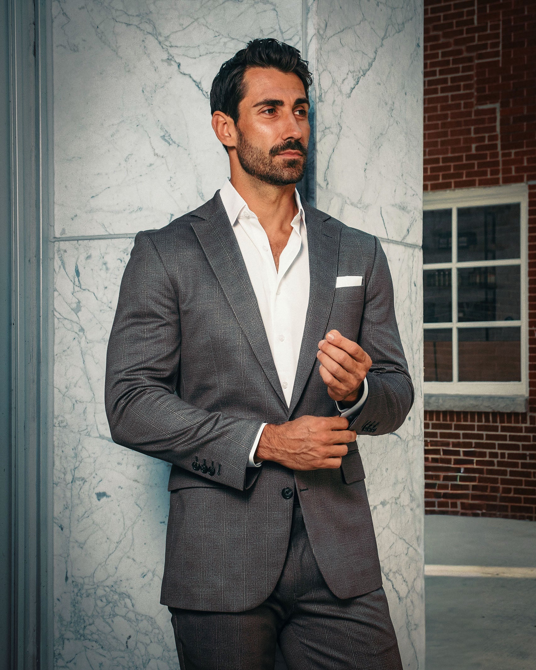 Athletic Fit Stretch Blazer - Shadow Grey Plaid