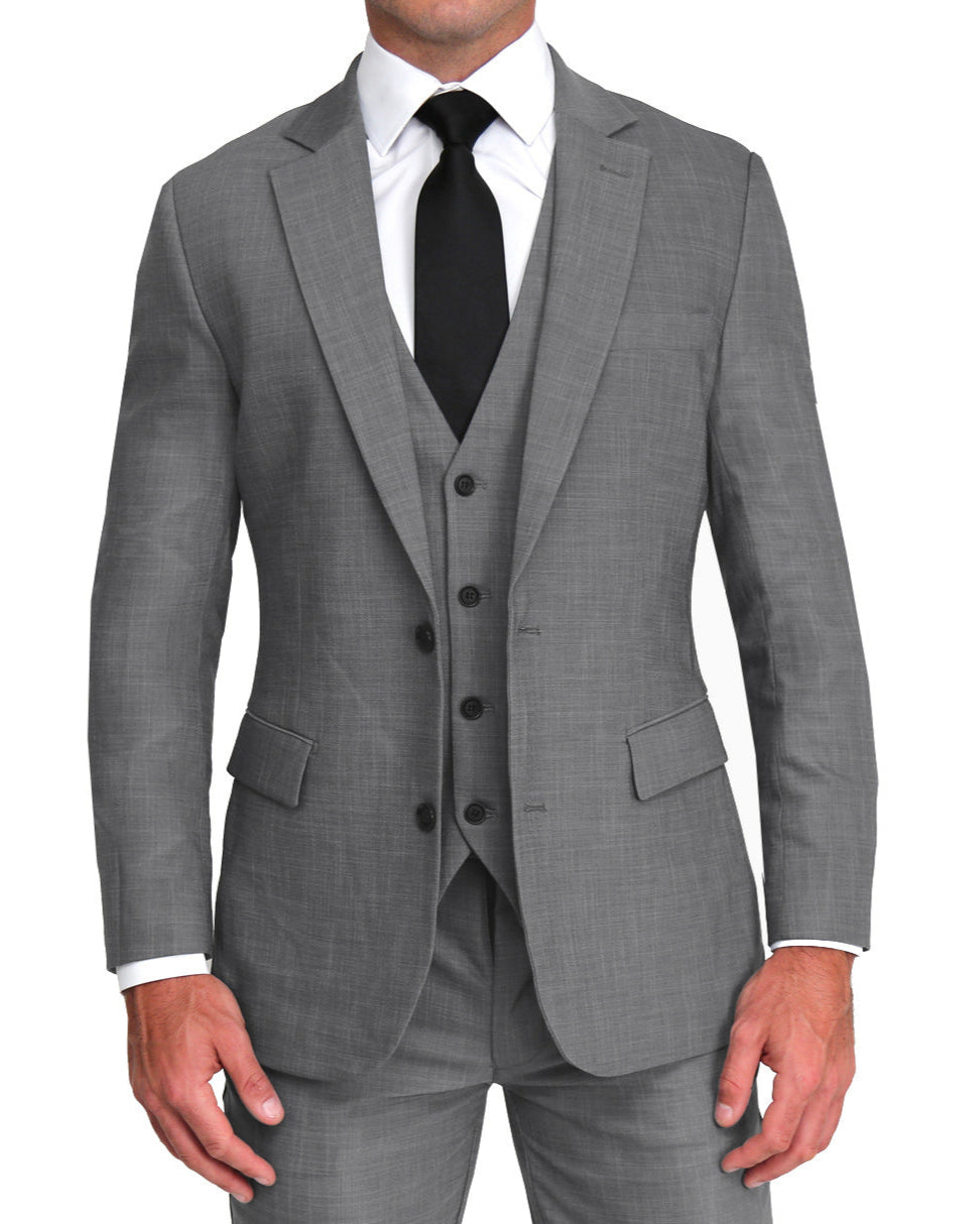 Athletic Fit Stretch Suit - Heathered Grey