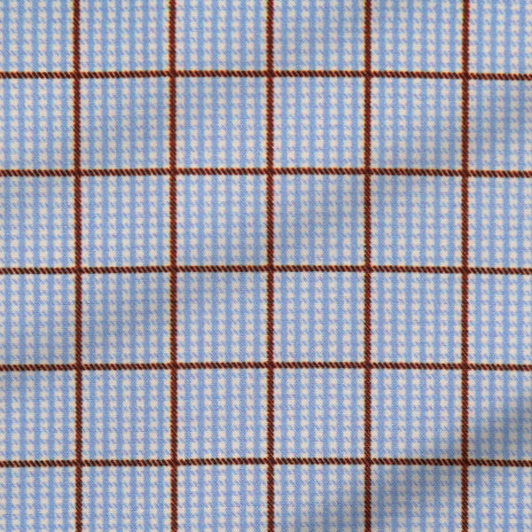 "The Marcus" Brown, White, & Light Blue Windowpane