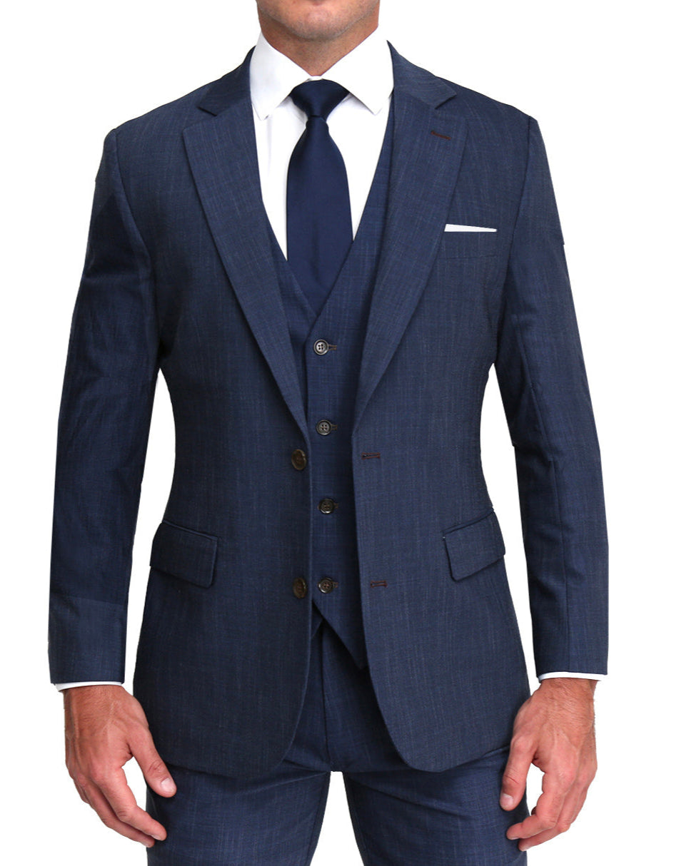 Athletic Fit Stretch Suit - Heathered Navy
