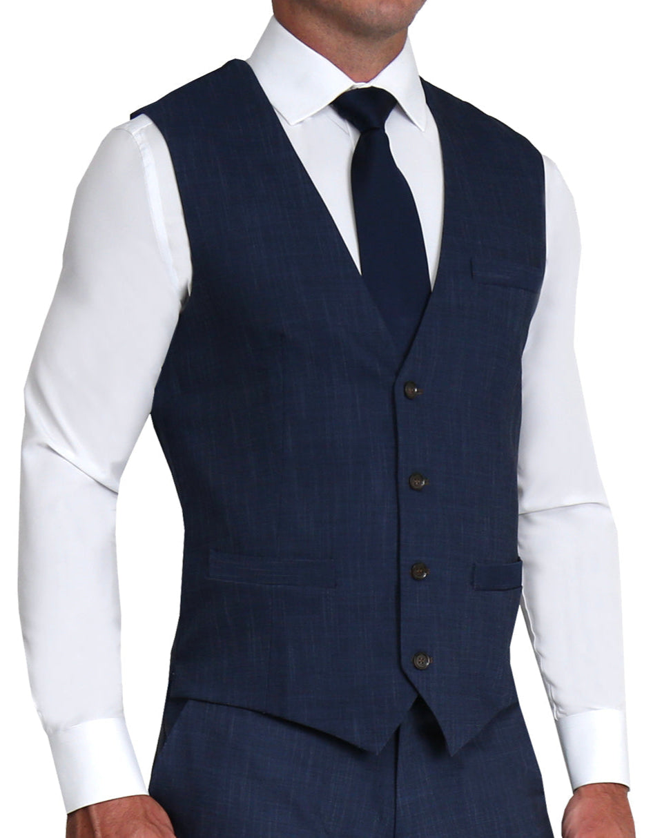 Athletic Fit Stretch Suit - Heathered Navy