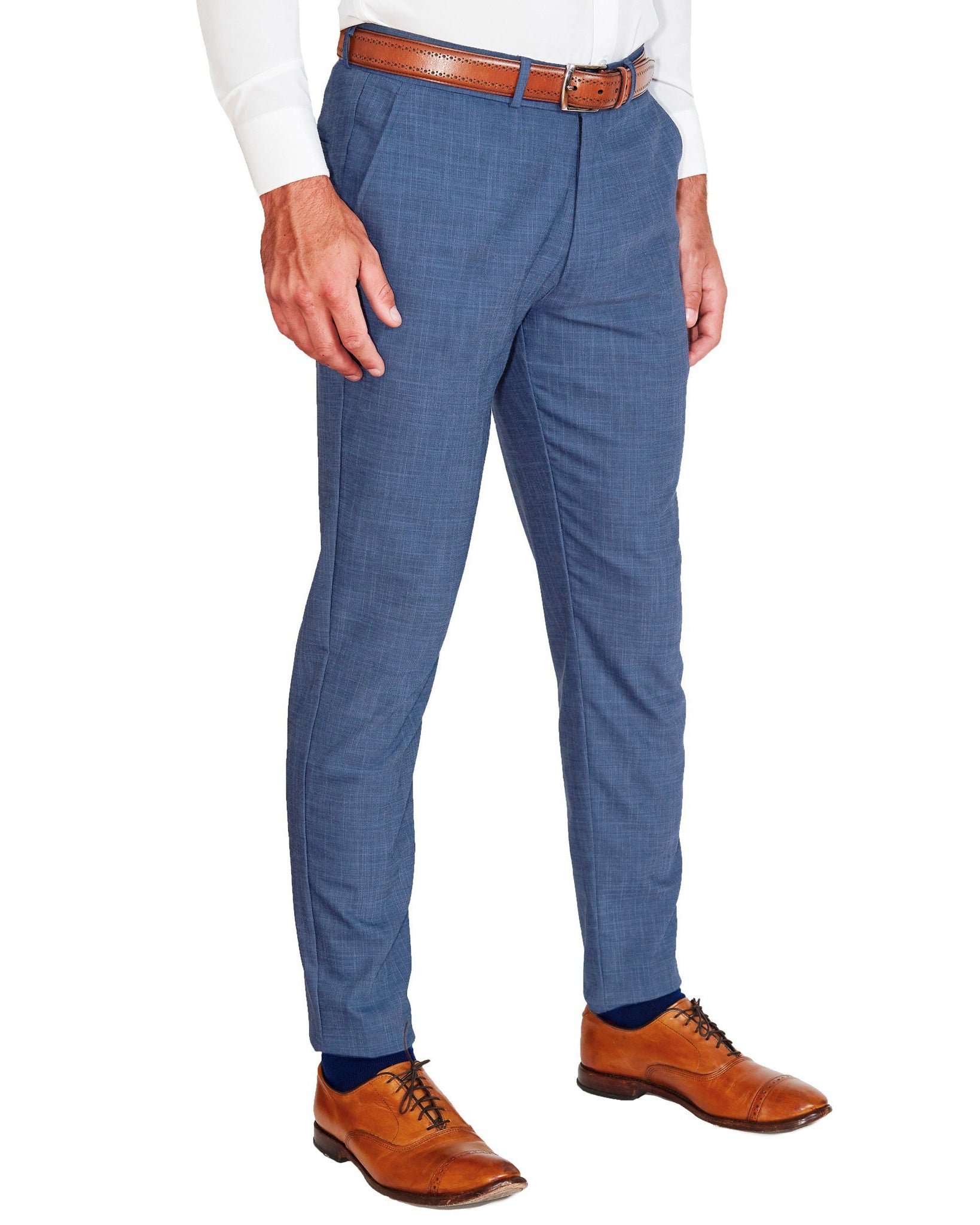 Athletic Fit Stretch Suit - Heathered Blue