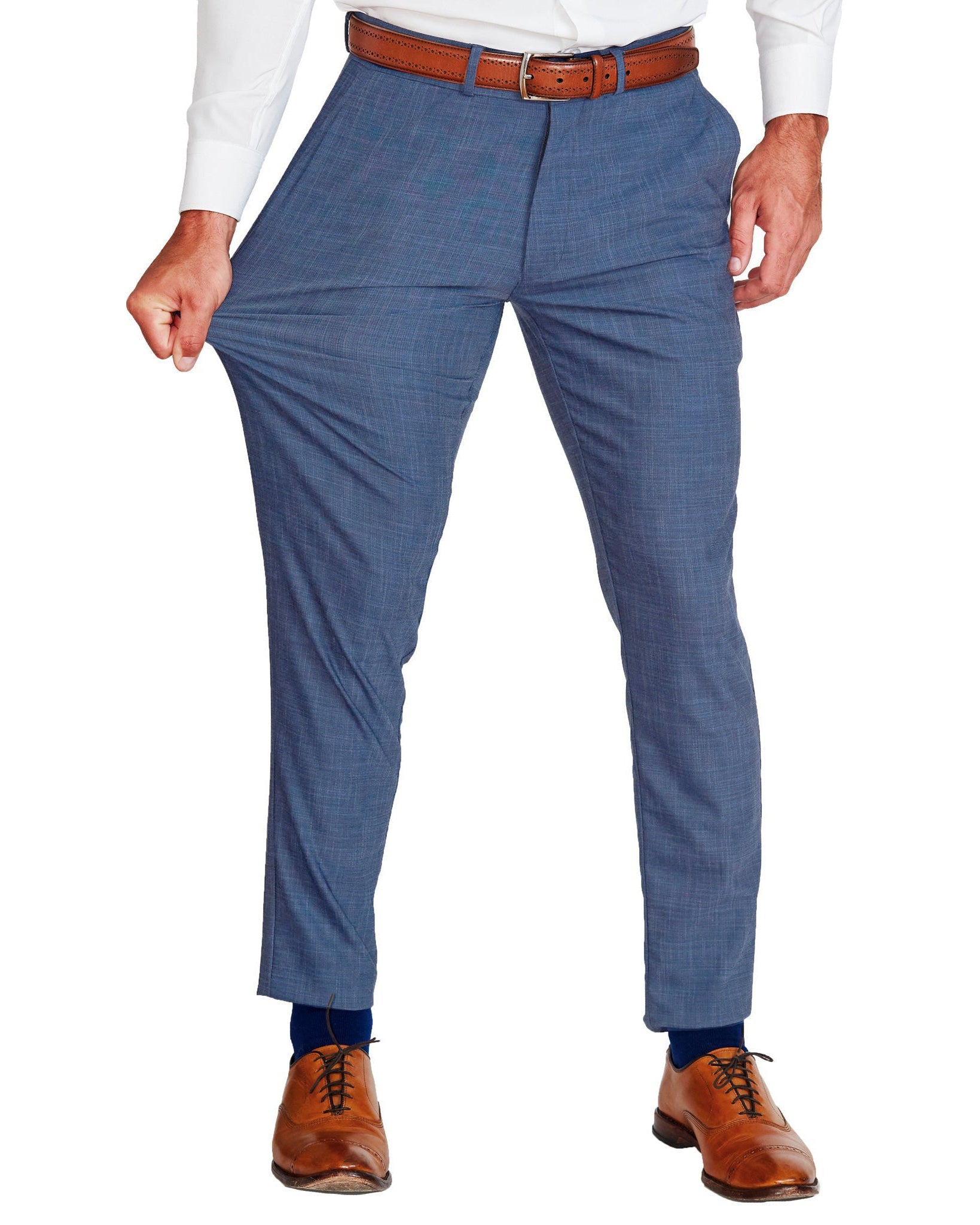 Athletic Fit Stretch Suit - Heathered Blue