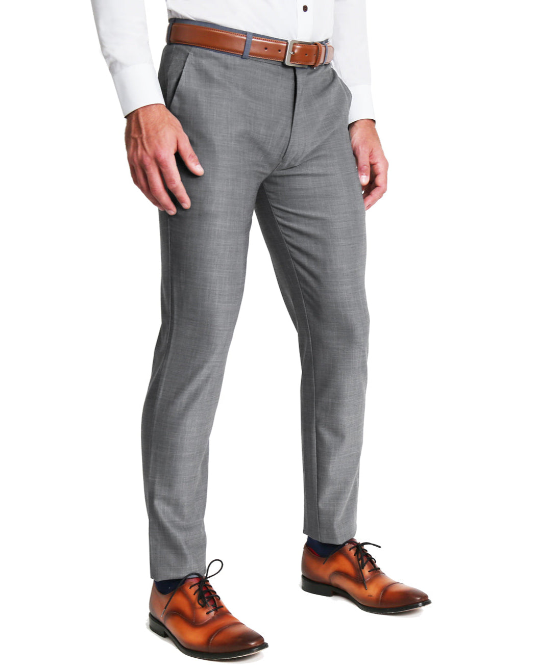 Athletic Fit Stretch Suit - Heathered Grey