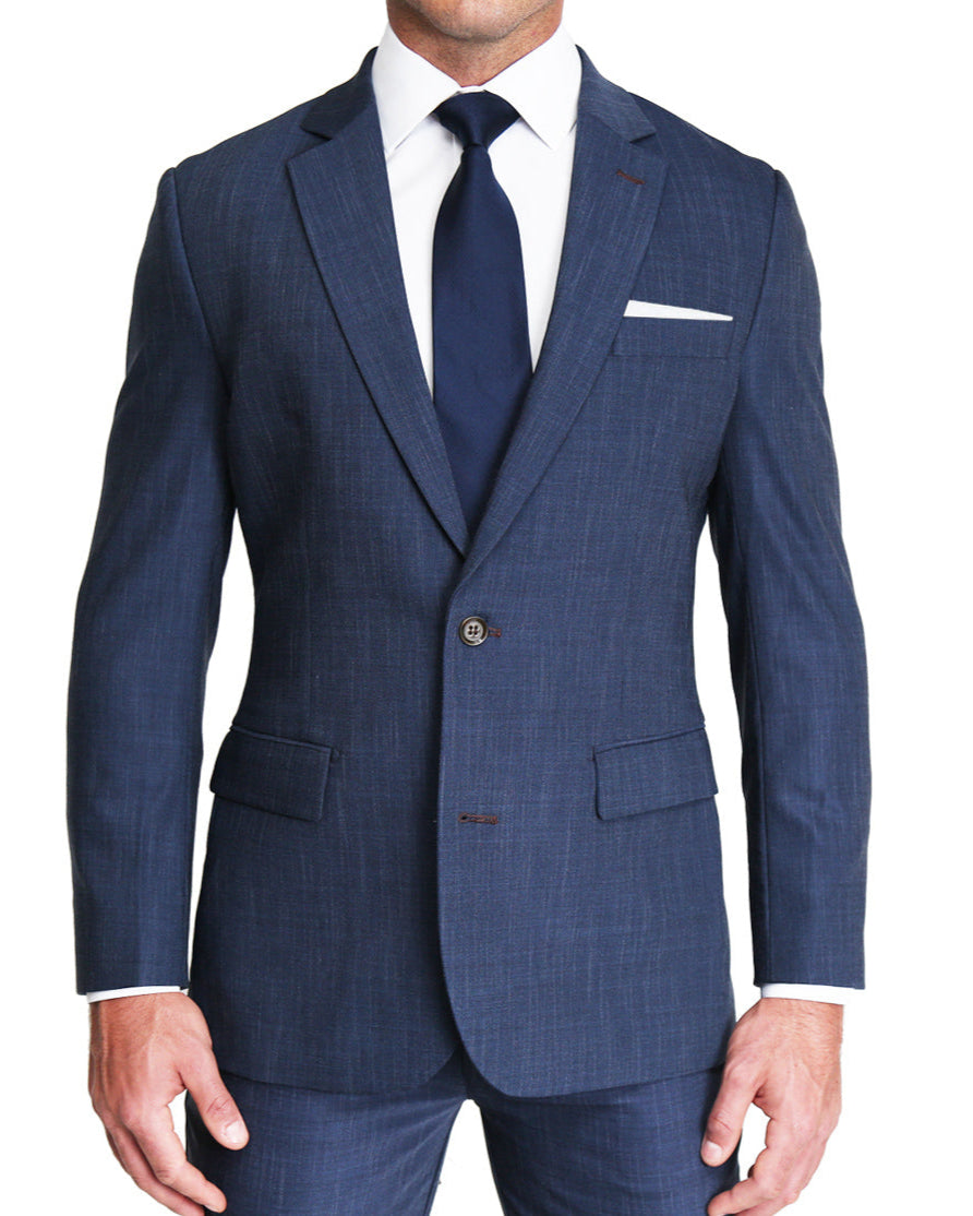 Athletic Fit Stretch Suit - Heathered Navy