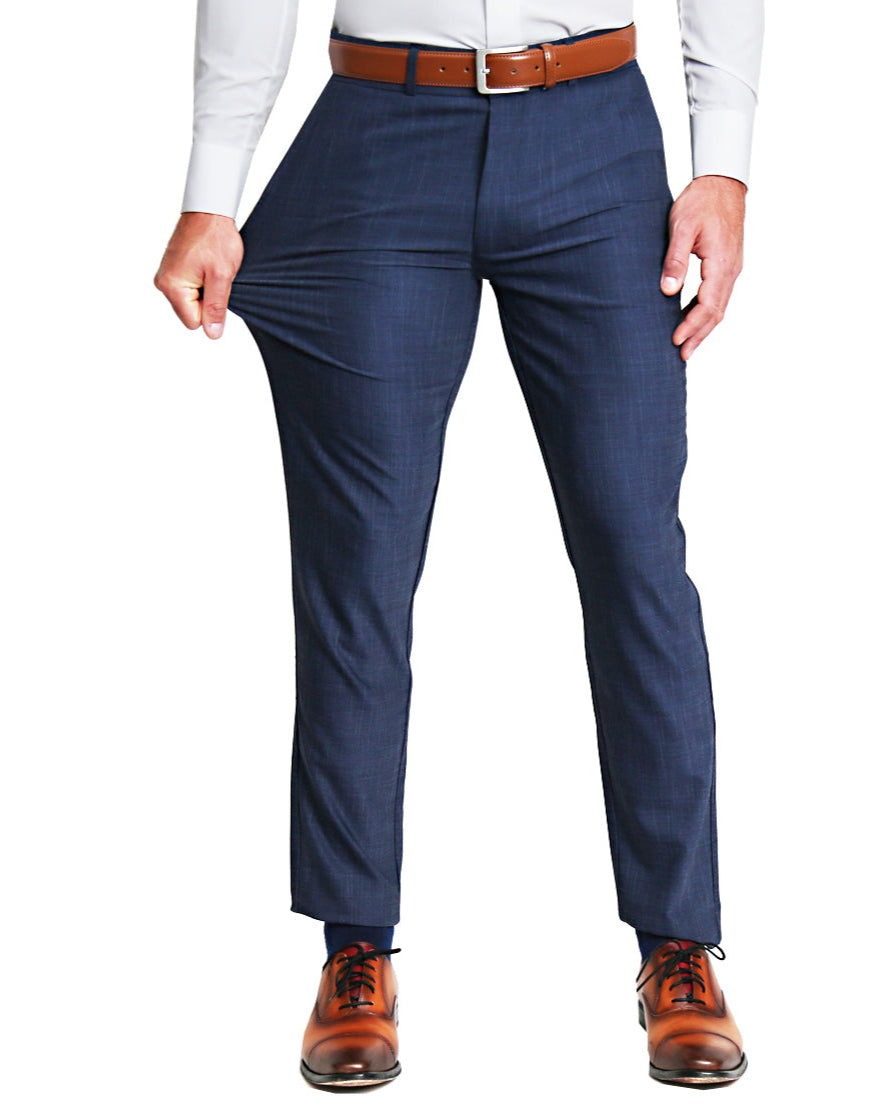 Athletic Fit Stretch Suit - Heathered Navy
