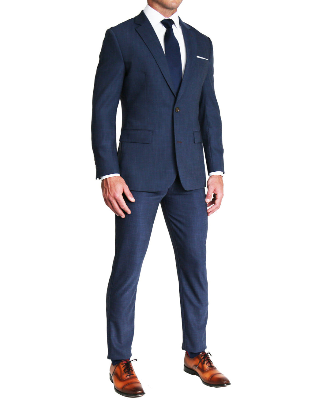 Athletic Fit Stretch Blazer - Heathered Navy