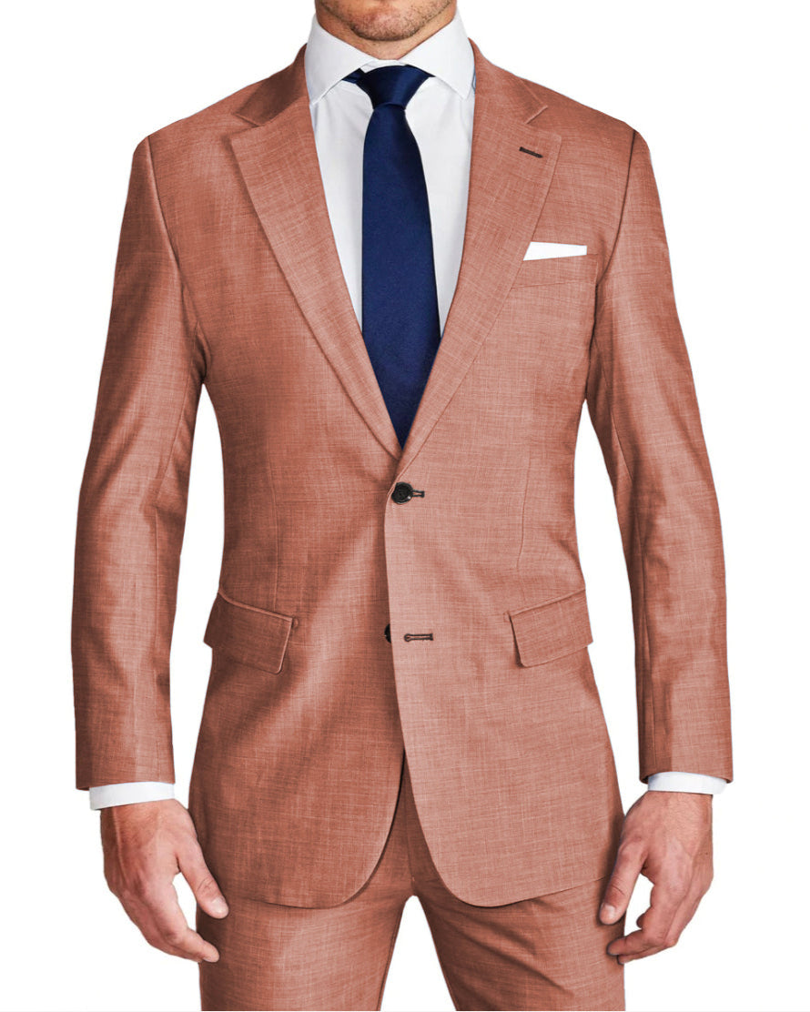 Athletic Fit Stretch Suit - Heathered Salmon