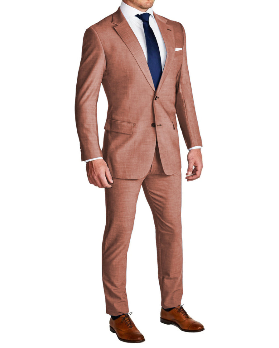 Athletic Fit Stretch Suit - Heathered Salmon