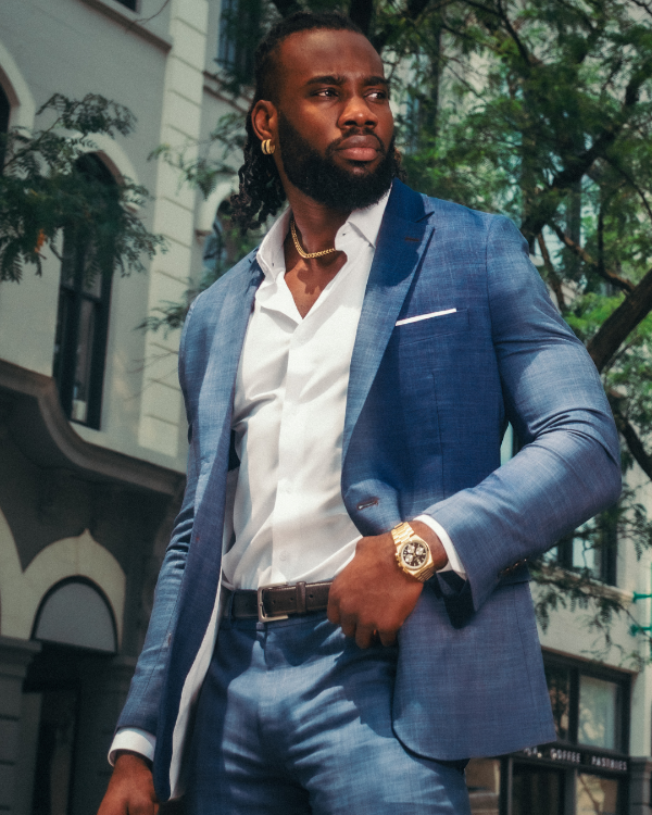 Athletic Fit Stretch Blazer - Heathered Blue
