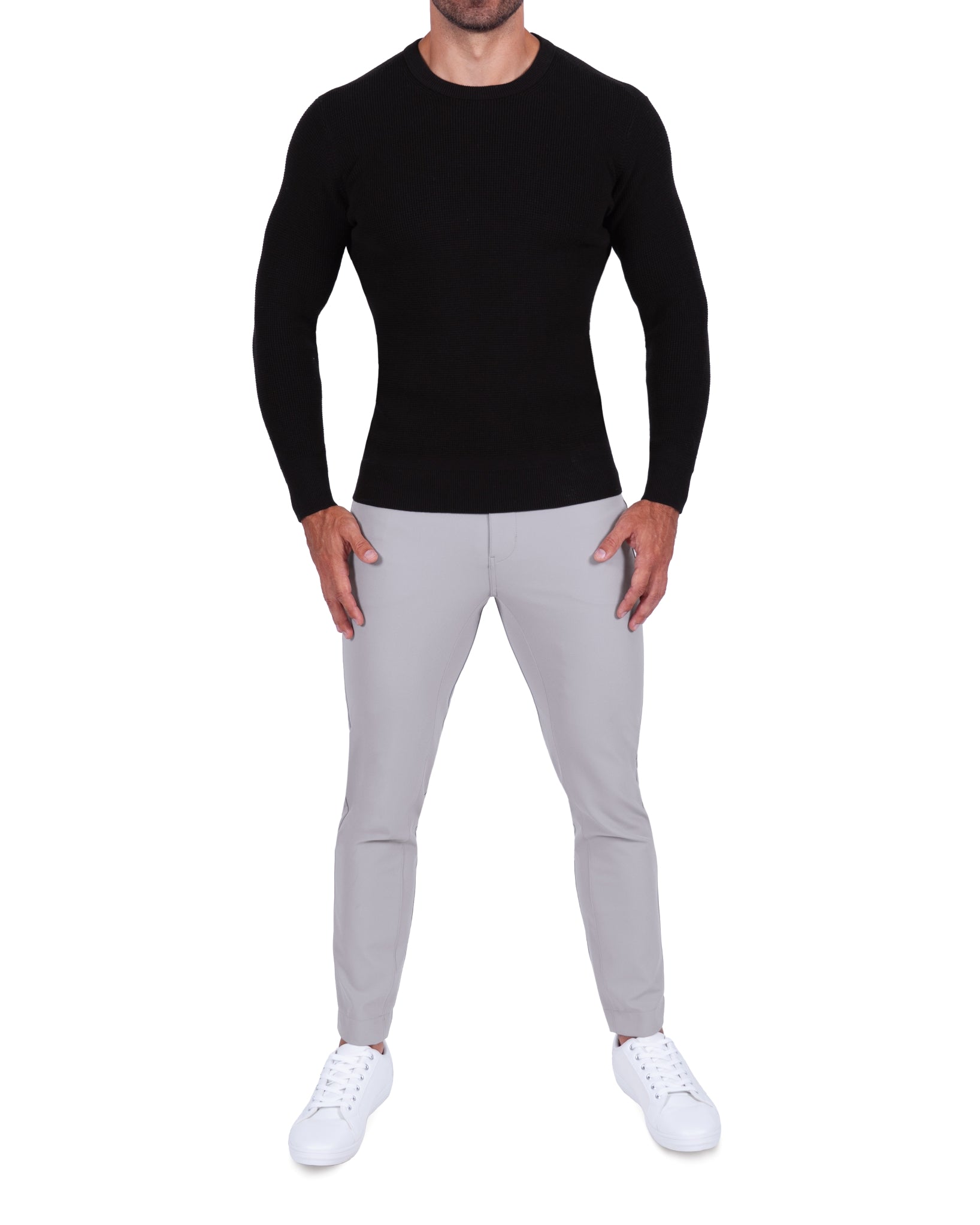 Heavy Knit Crewneck  - Black