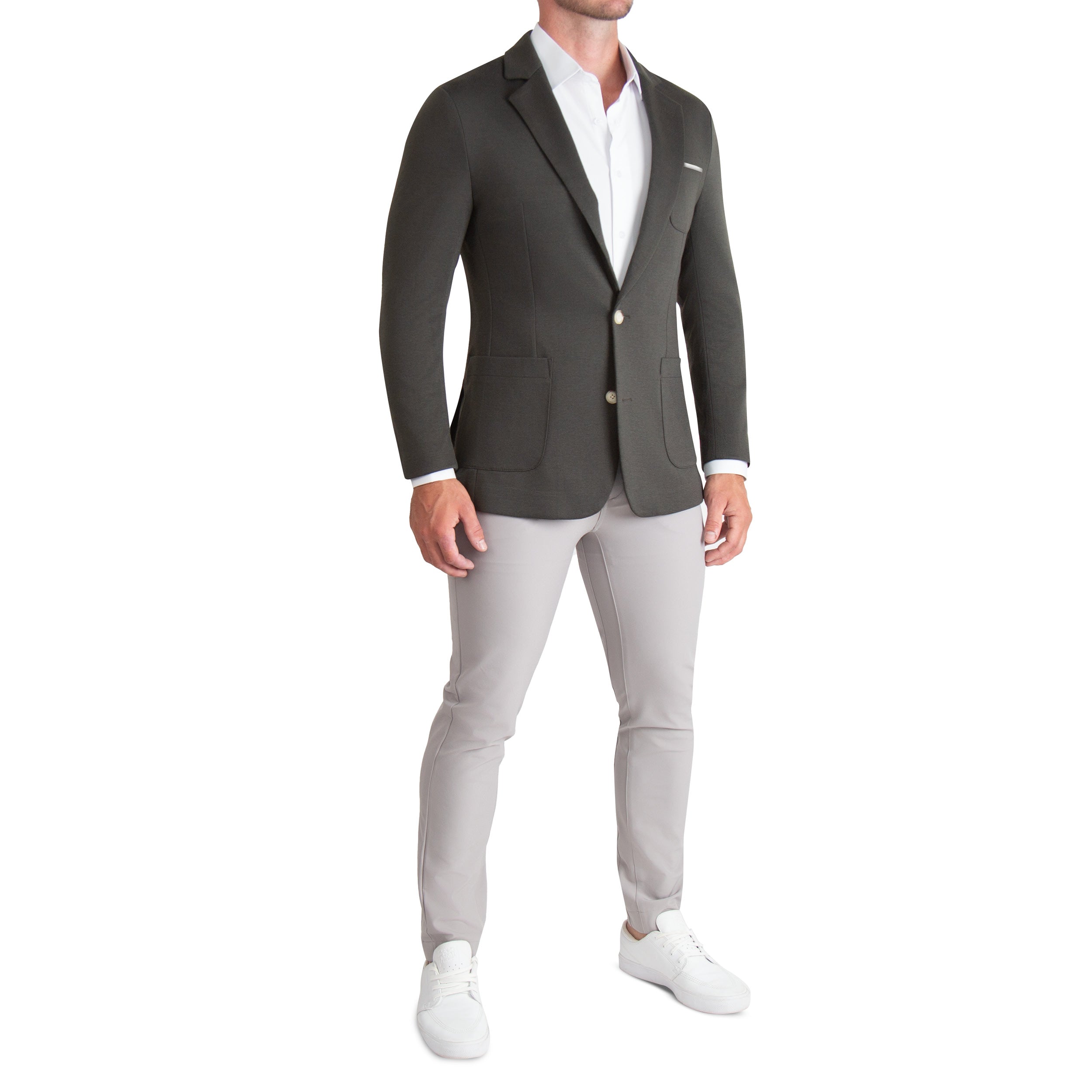 Athletic Fit Knit Blazer - Charcoal