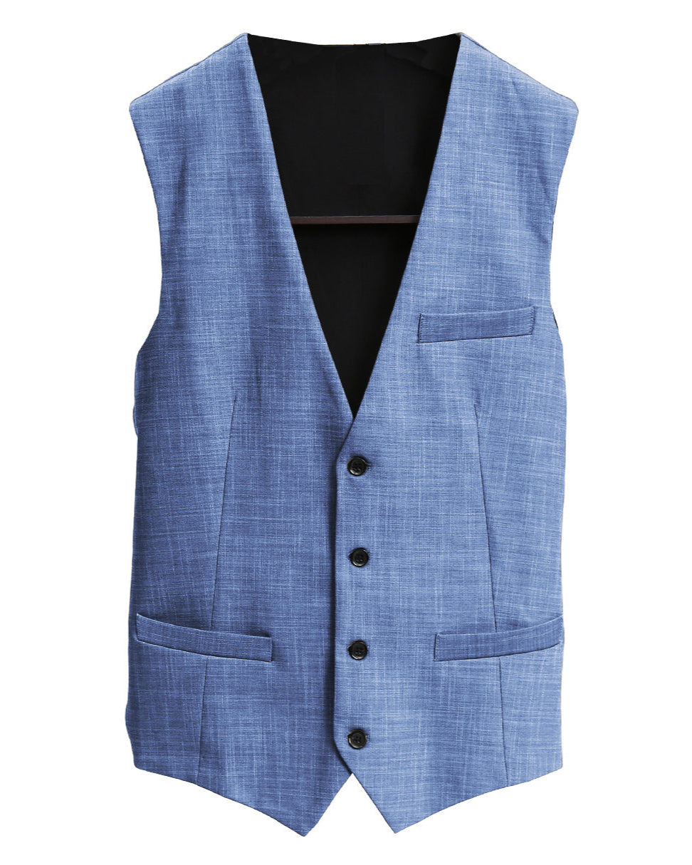 Athletic Fit Stretch Suit Vest - Heathered Light Blue