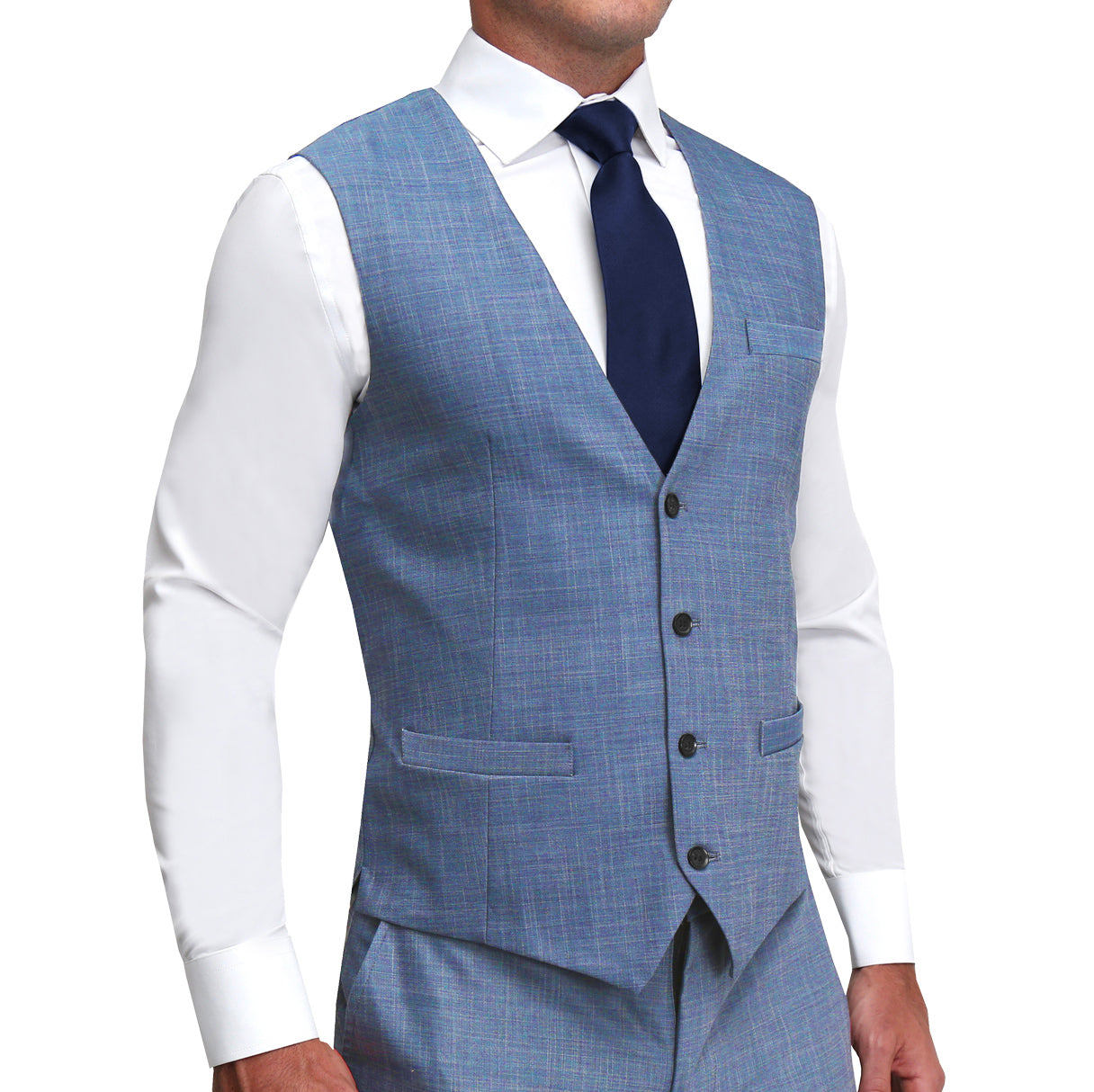 Athletic Fit Stretch Suit Vest - Heathered Light Blue