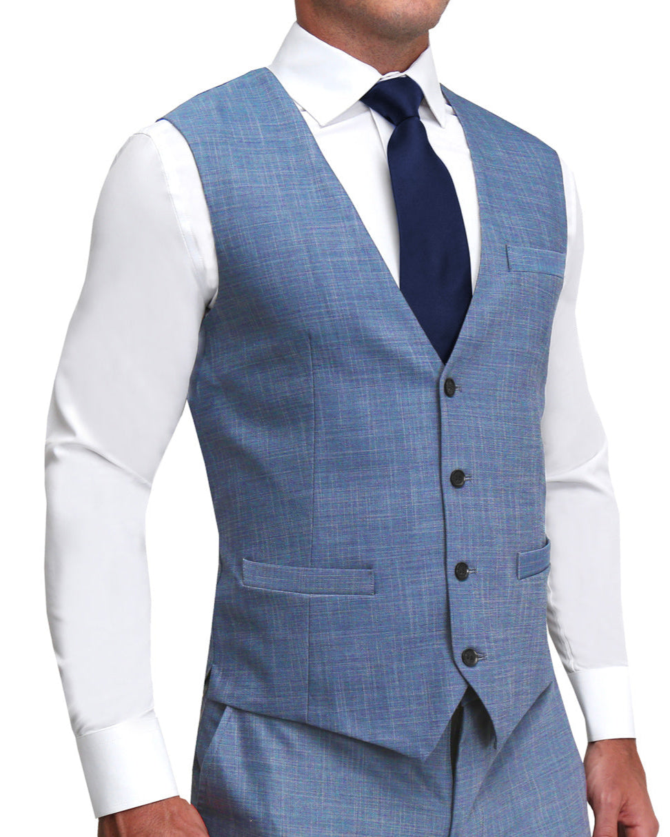 Athletic Fit Stretch Suit Vest - Heathered Light Blue