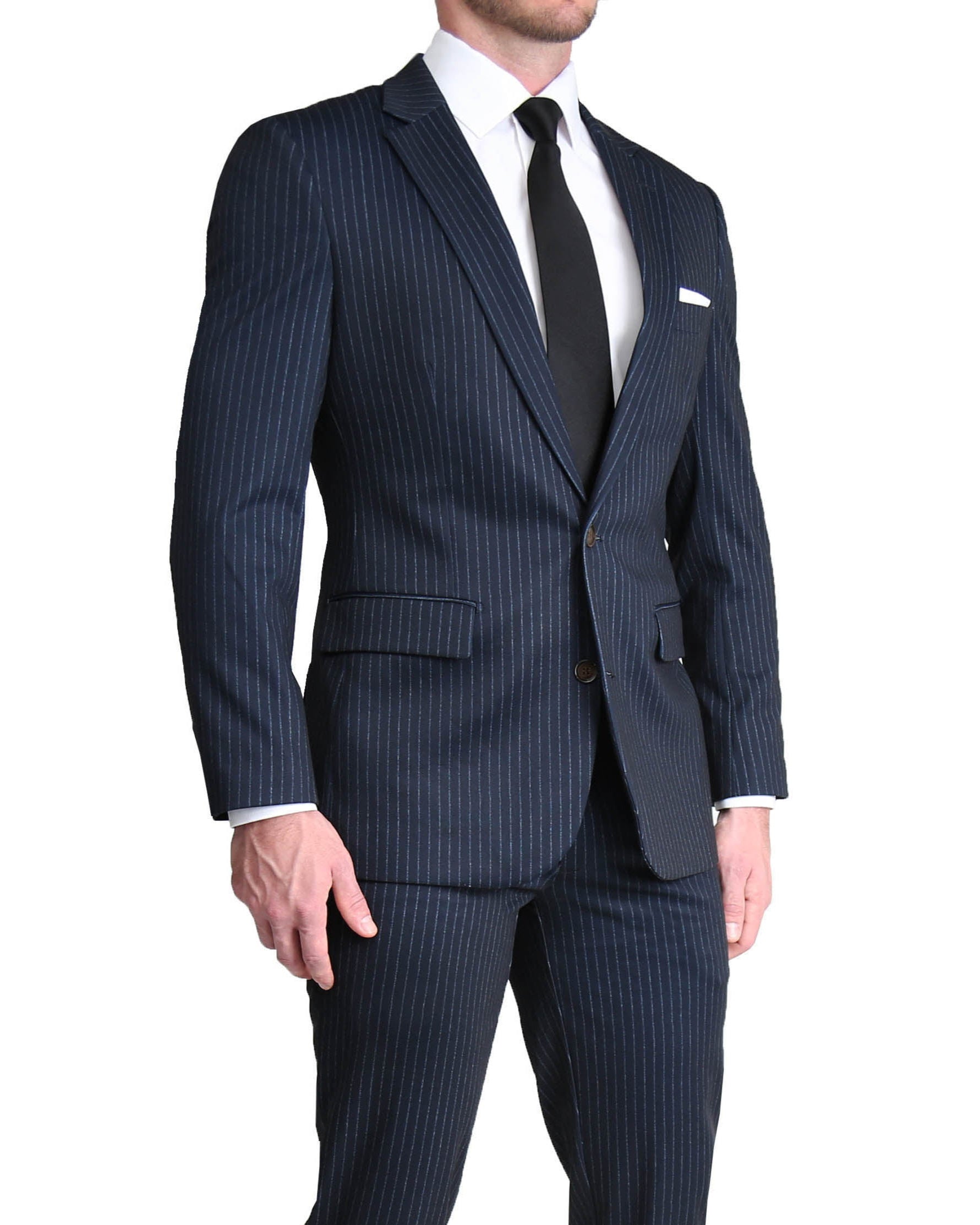 Athletic Fit Stretch Suit - Knit Blue Chalk Stripe