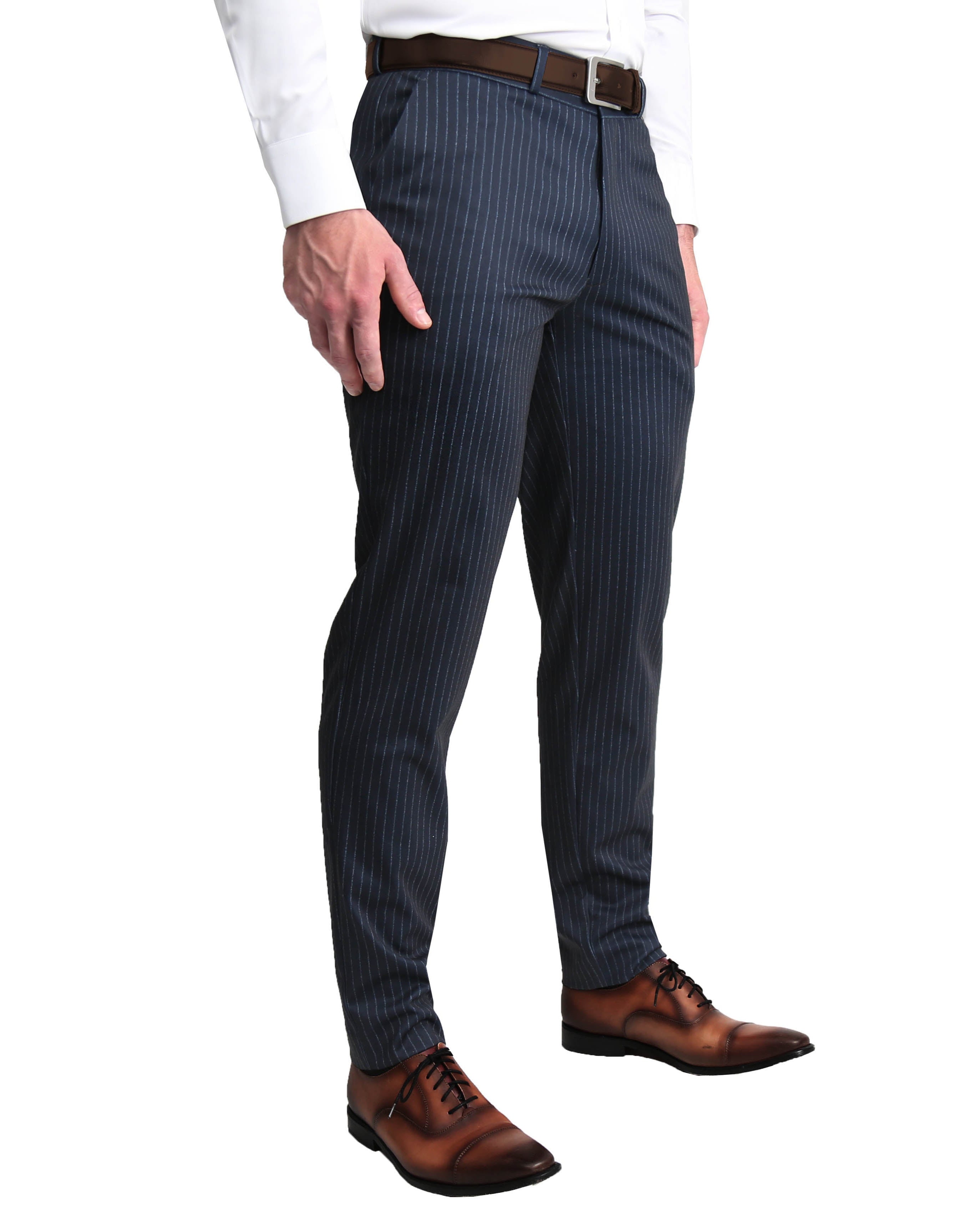 Athletic Fit Stretch Suit - Knit Blue Chalk Stripe