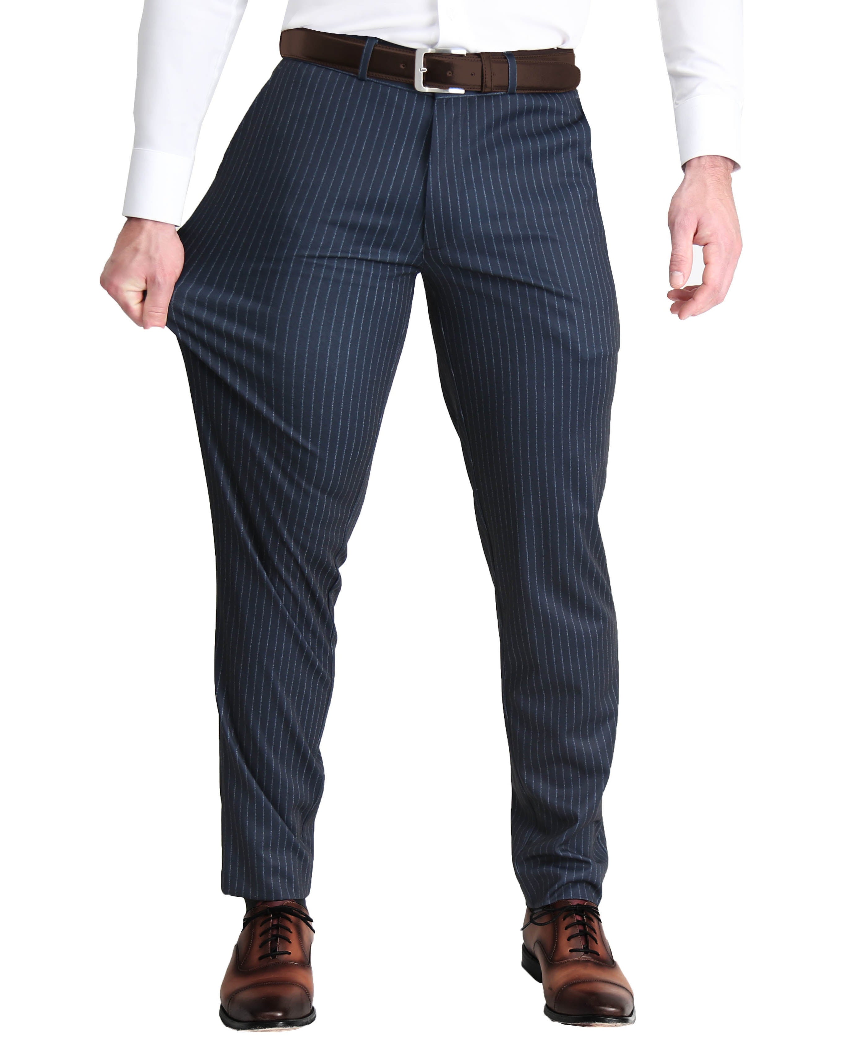 Athletic Fit Stretch Suit - Knit Blue Chalk Stripe