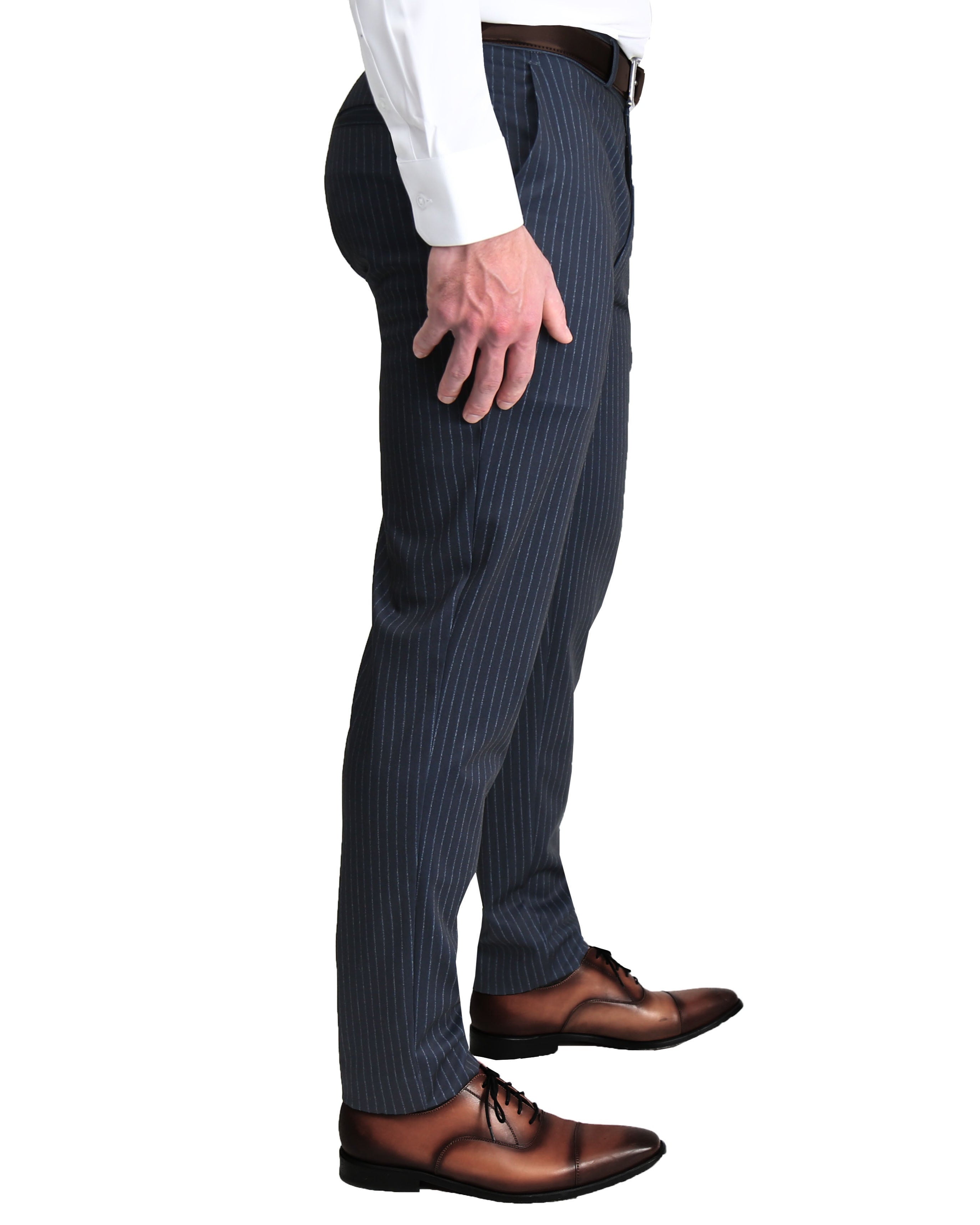 Athletic Fit Stretch Suit - Knit Blue Chalk Stripe
