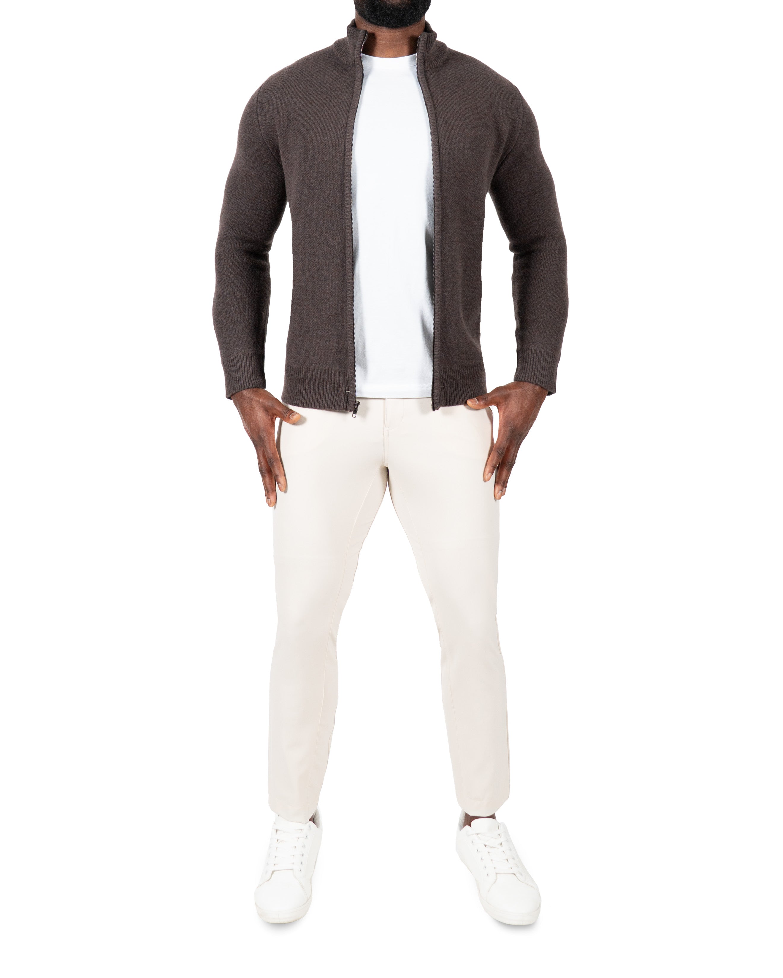 Knit Sweater Bomber - Brown