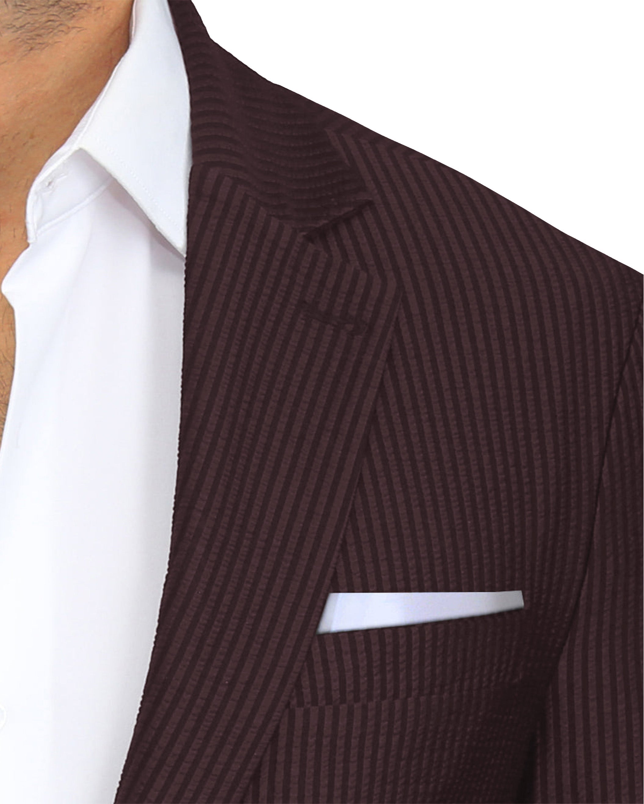 Athletic Fit Stretch Blazer - Plum Seersucker