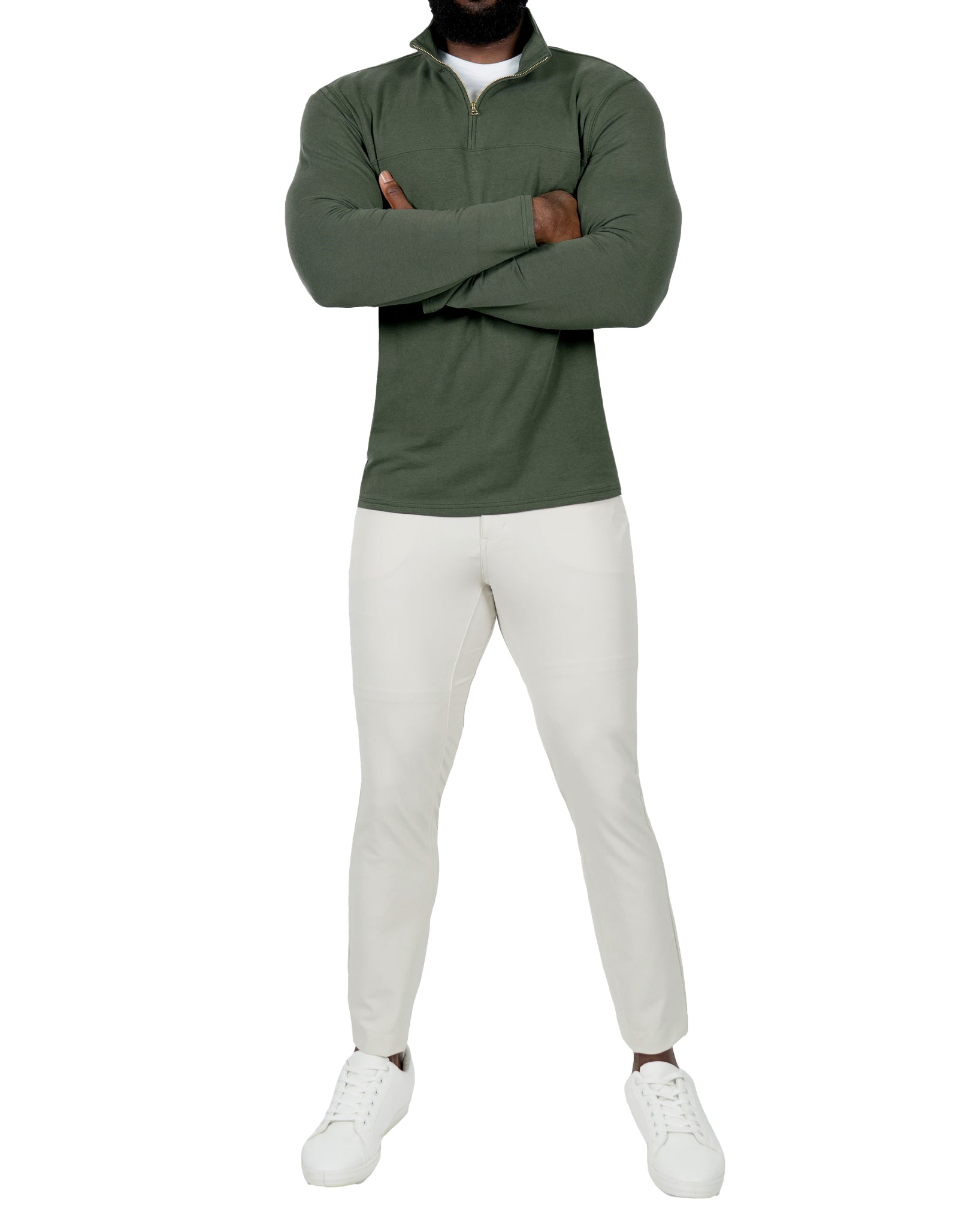 Quarter Zip - Solid Dark Green