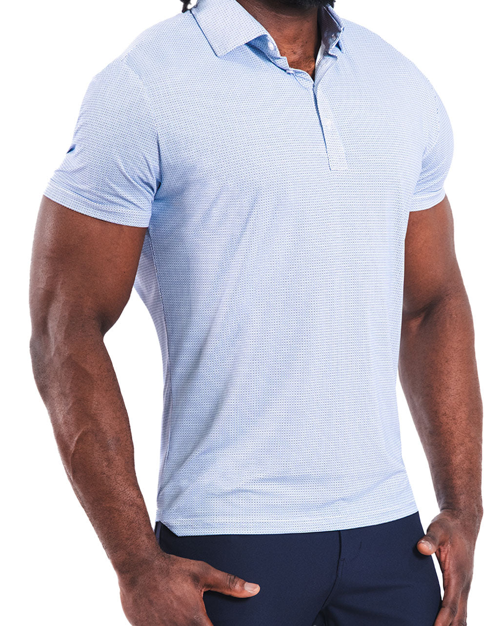 "The Royce" Geo Light Blue & White Diamond Polo