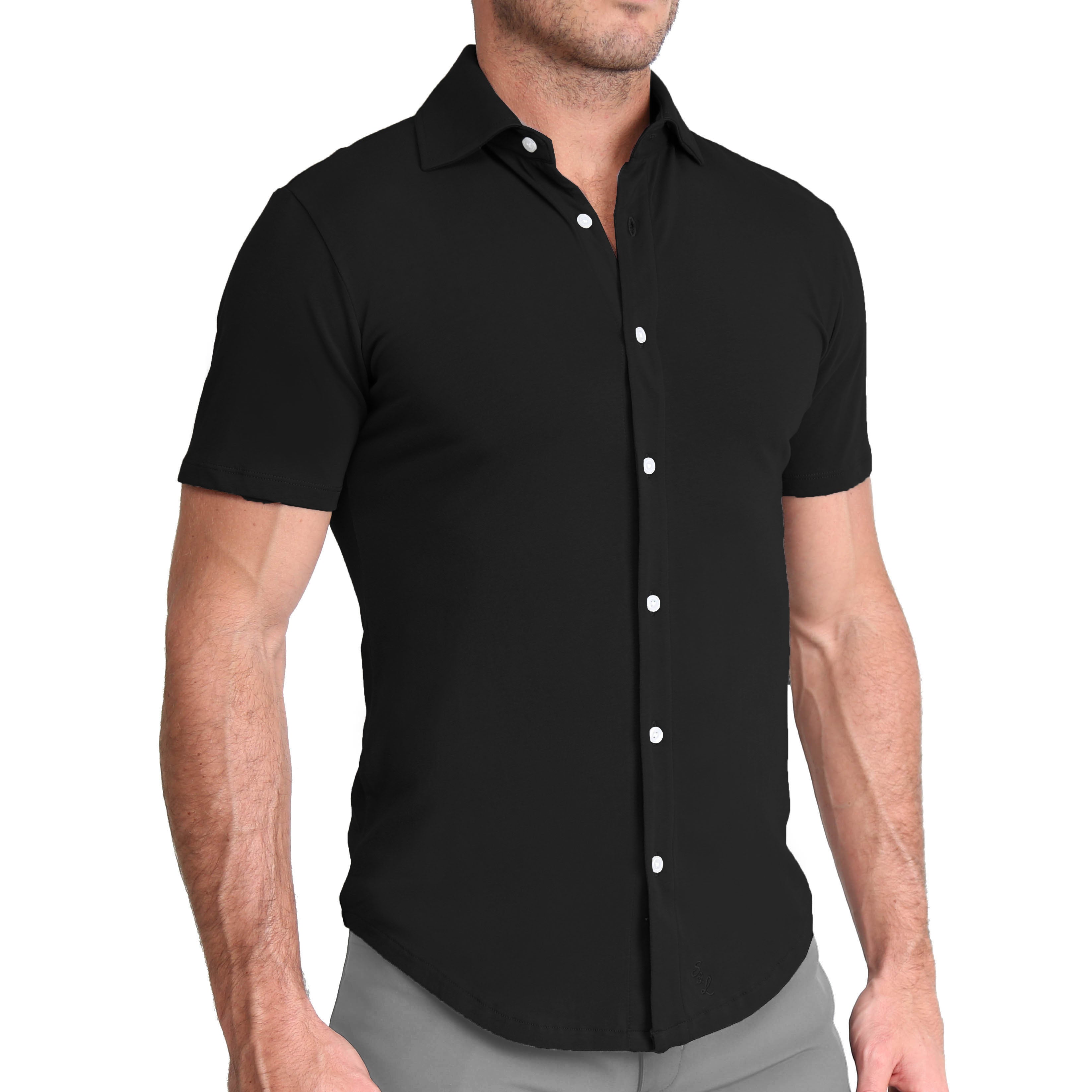 "The Roth" Black Short Sleeve Button Down