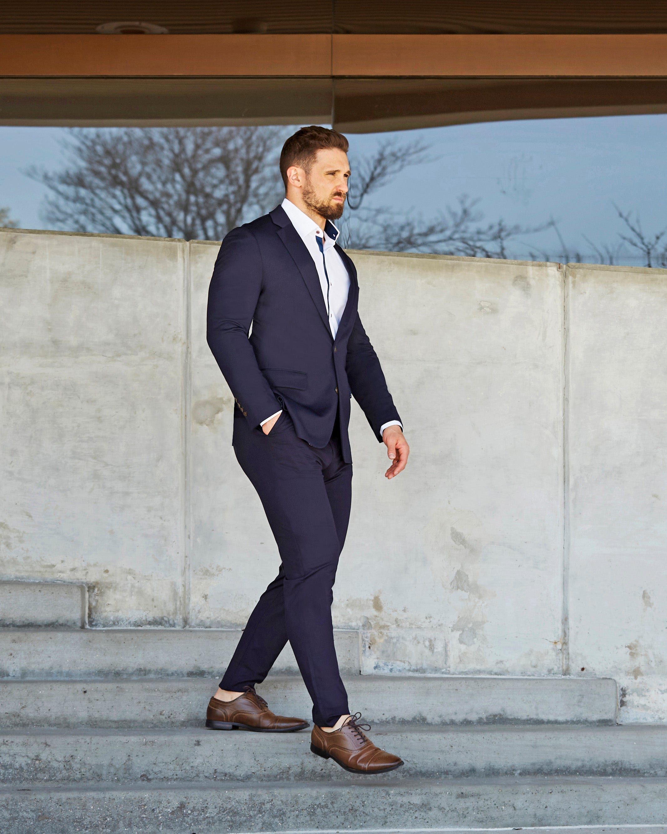 Athletic Fit Stretch Blazer - Navy