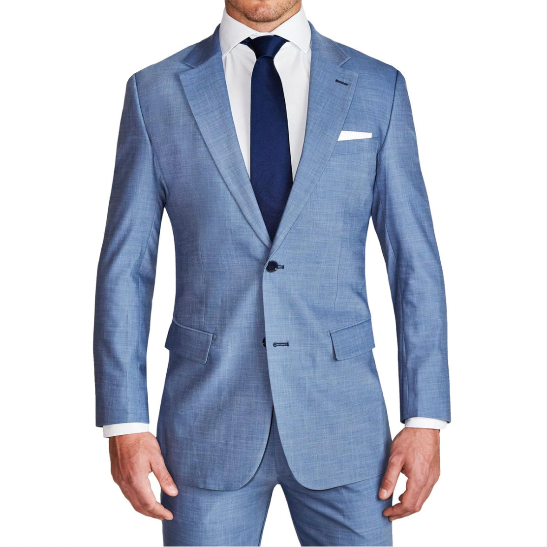 Athletic Fit Stretch Blazer - Heathered Light Blue