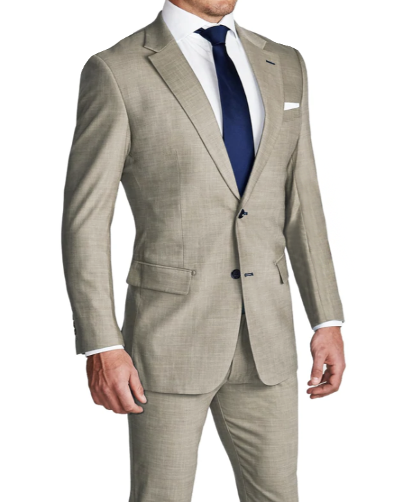 Athletic Fit Stretch Suit - Heathered Stone