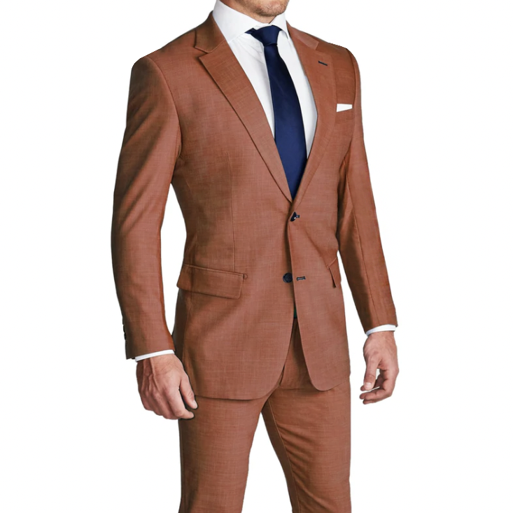 Athletic Fit Stretch Suit - Heathered Burnt Orange