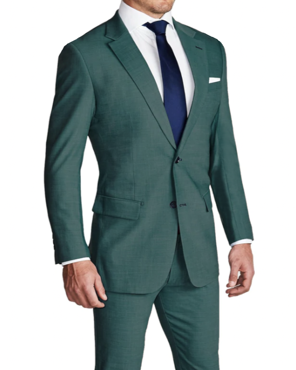 Athletic Fit Stretch Suit - Heathered Sea Green