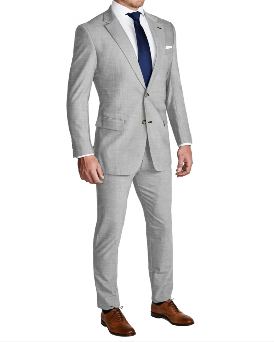 Athletic Fit Stretch Blazer - Lightweight Heathered Light Grey