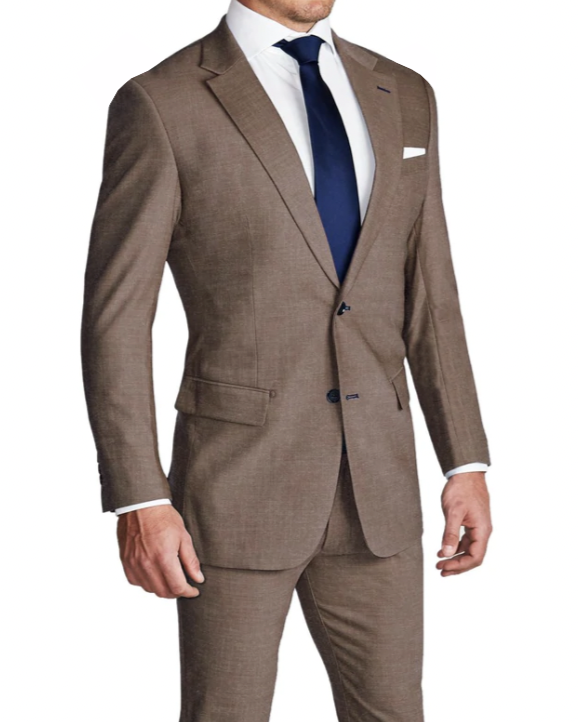 Athletic Fit Stretch Suit - Lightweight Heathered Latte