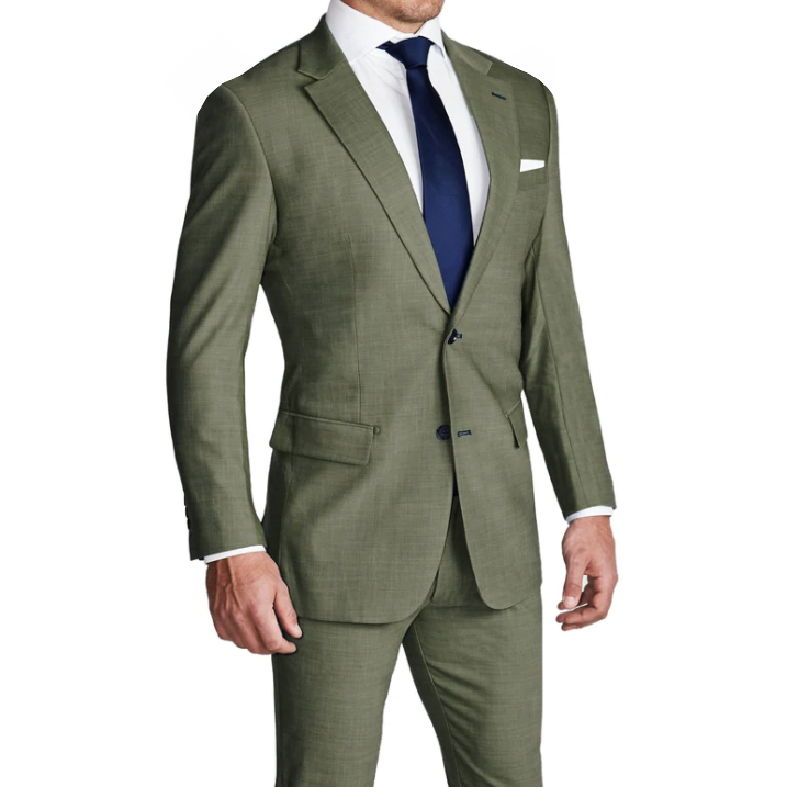 Athletic Fit Stretch Suit - Heathered Olive