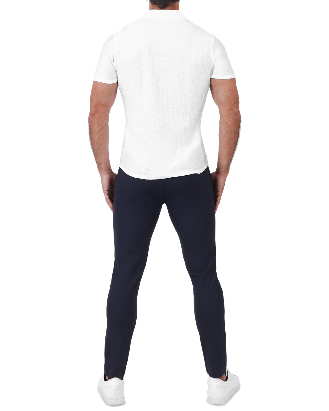 Seersucker Short Sleeve Button Down - White