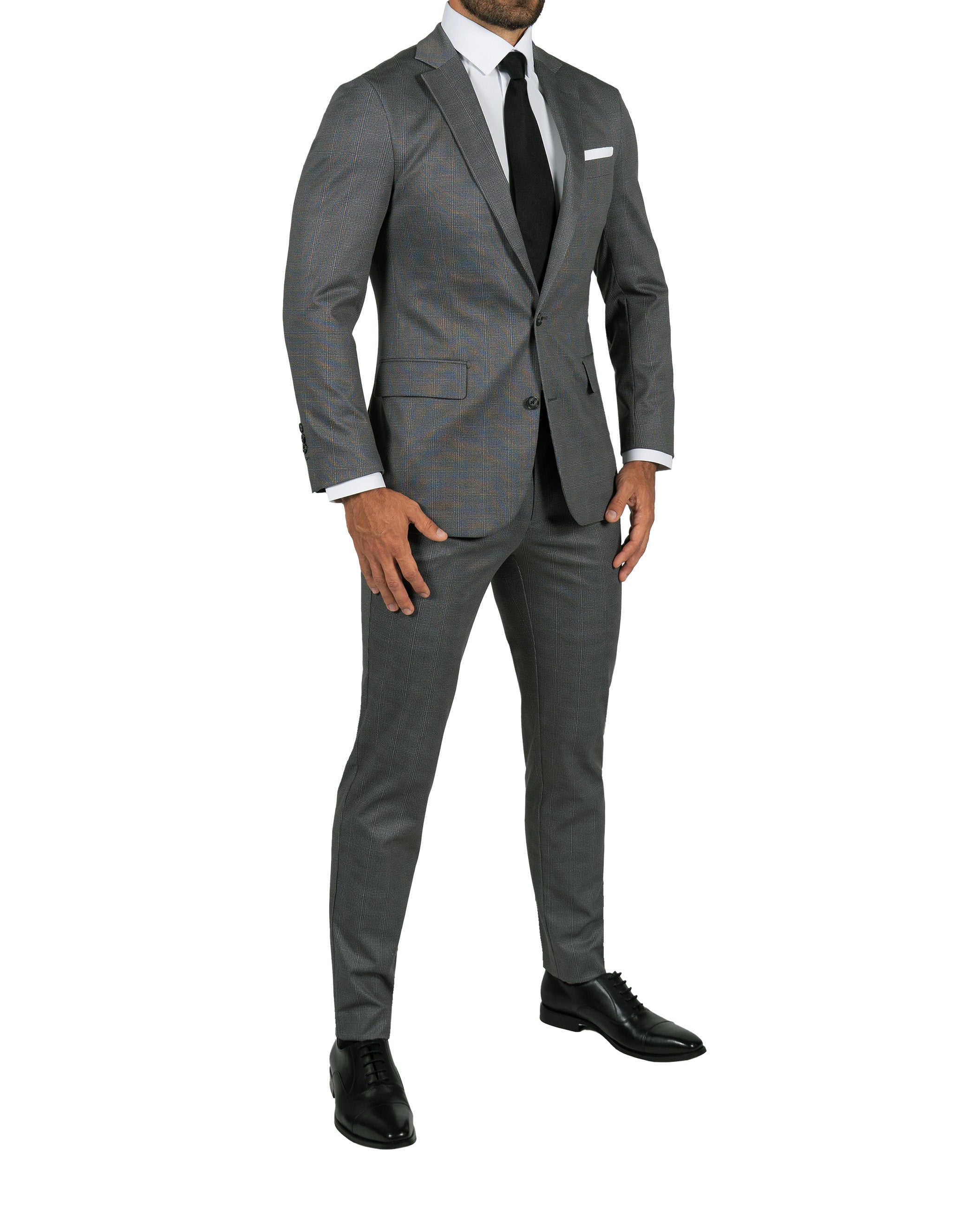 Athletic Fit Stretch Blazer - Shadow Grey Plaid