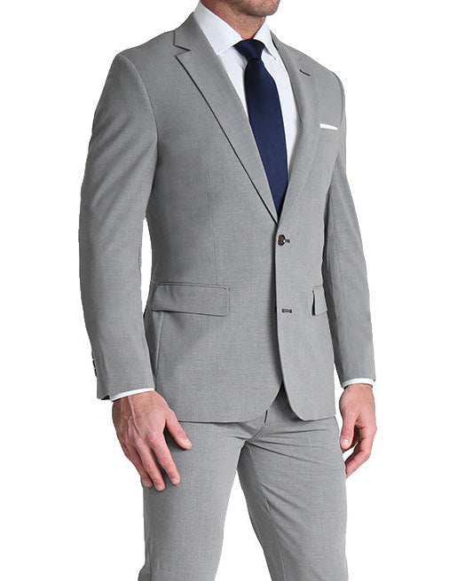 Athletic Fit Stretch Suit - Lightweight Heathered Smoked Grey