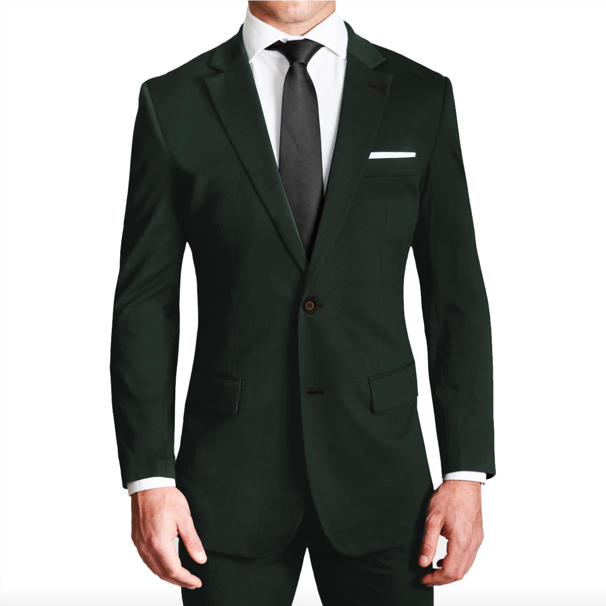 Athletic Fit Stretch Suit - Solid Hunter Green