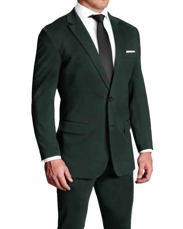 Athletic Fit Stretch Suit - Solid Hunter Green