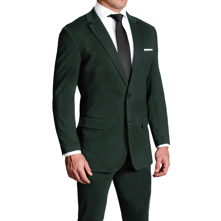 Athletic Fit Stretch Suit - Solid Hunter Green