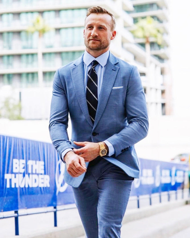 Athletic Fit Stretch Blazer - Heathered Light Blue